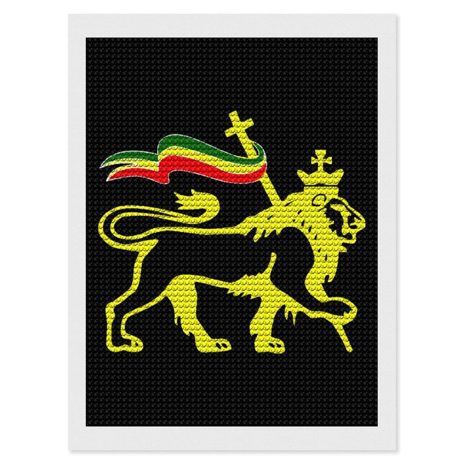 Nclqvjxzkhw Style Rasta-Lion Of Judah Vintage Diamond Art Painting For Adult Round Diamonds Pictures Arts Crafts Home Wall Decor 12"X16"
