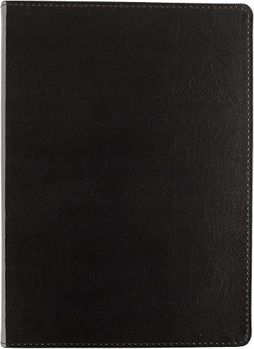 C.R. Gibson Cuaderno grande de cuero negro, 7.5 pulgadas de ancho x 10.25 pulgadas de largo, 192 páginas
