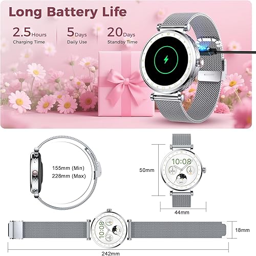 Miniatura 7 de Reloj inteligente para mujer, rastreador de actividad física AMOLED, pantalla HD, Bluetooth, marcarespuesta de llamada, relojes de 1.19 pulgadas con