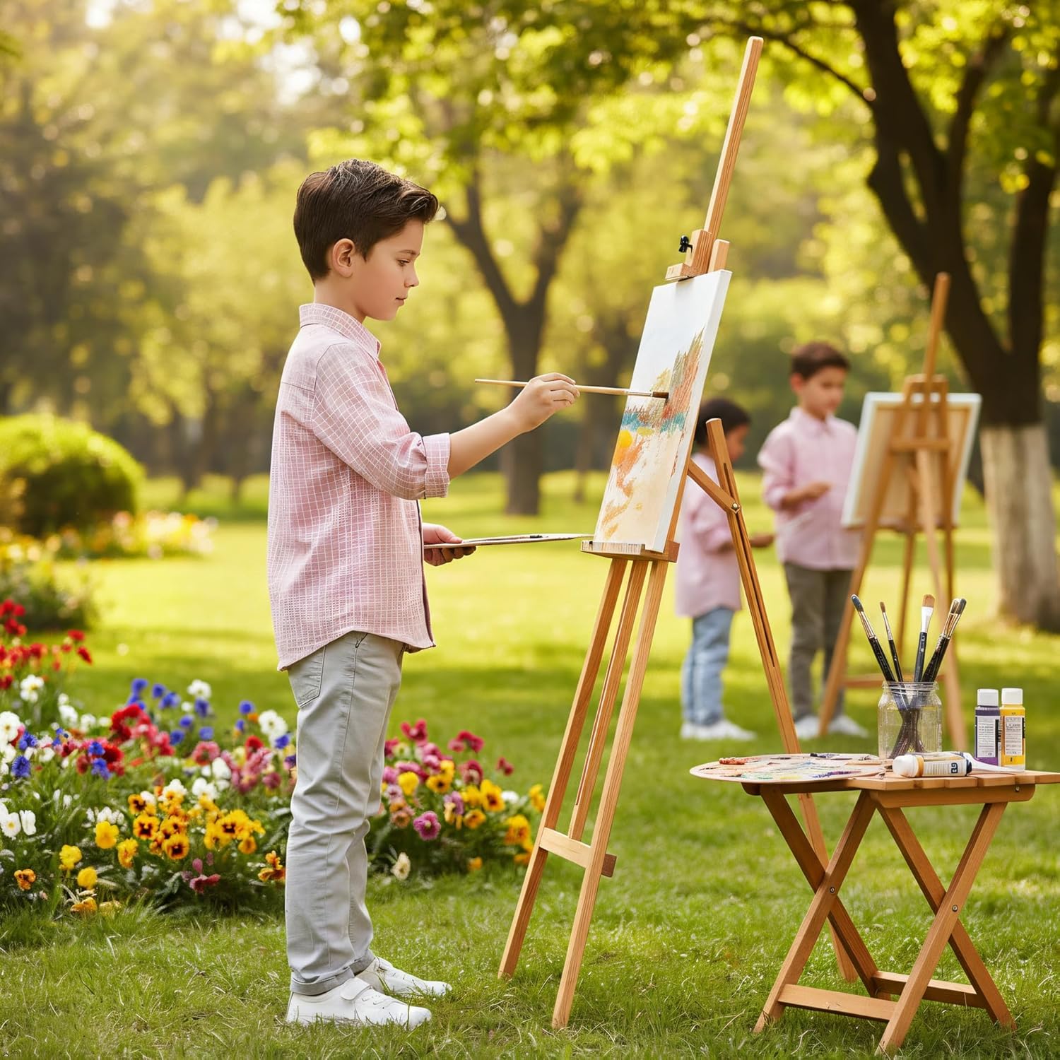 OCHENTA Little Big Boys' & Men's Long Sleeve Button Down Oxford Casual Dress Shirt - Image 3