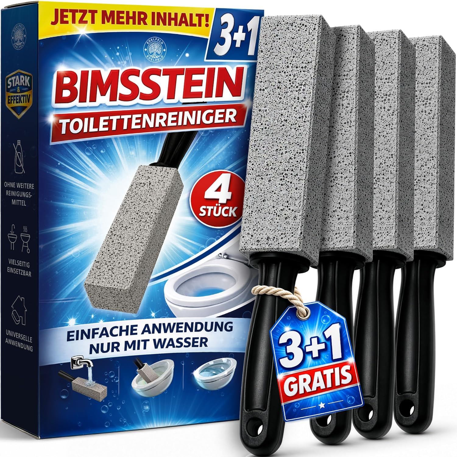 Bimsstein Toilettenreiniger [4er Set] – WC Bimsstein & Urinsteinentferner