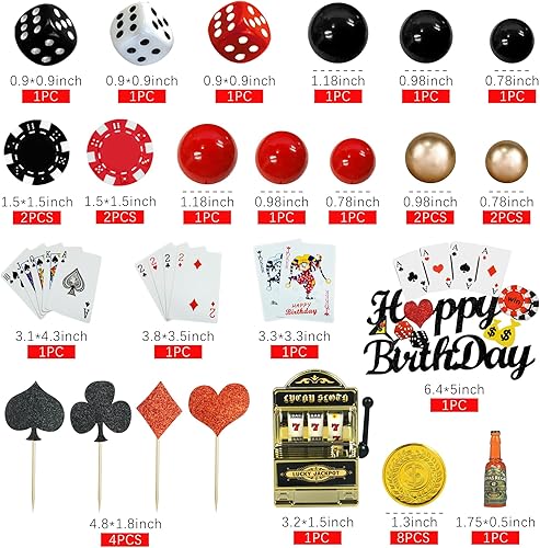 Miniatura 2 de 35 PCS Casino Cake Toppers Mini máquina tragamonedas fichas de póquer dados para decoración de cumpleaños de escena de Las Vegas (casino 2)