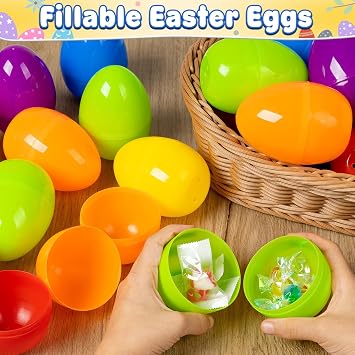 V-Opitos Plastic Easter Eggs, 2.4'' Bulk 42 PCS Easter Eggs with 8 Golden Eggs, Hinged Empty Fillable Eggs for Easter Egg Hunt, Basket Stuffers Fillers, Easter Party Favor for Kids