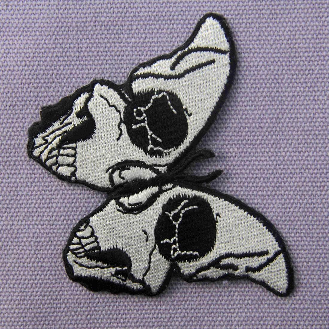 The Skull Butterfly Embroidered Badge Iron On Sew On Patch