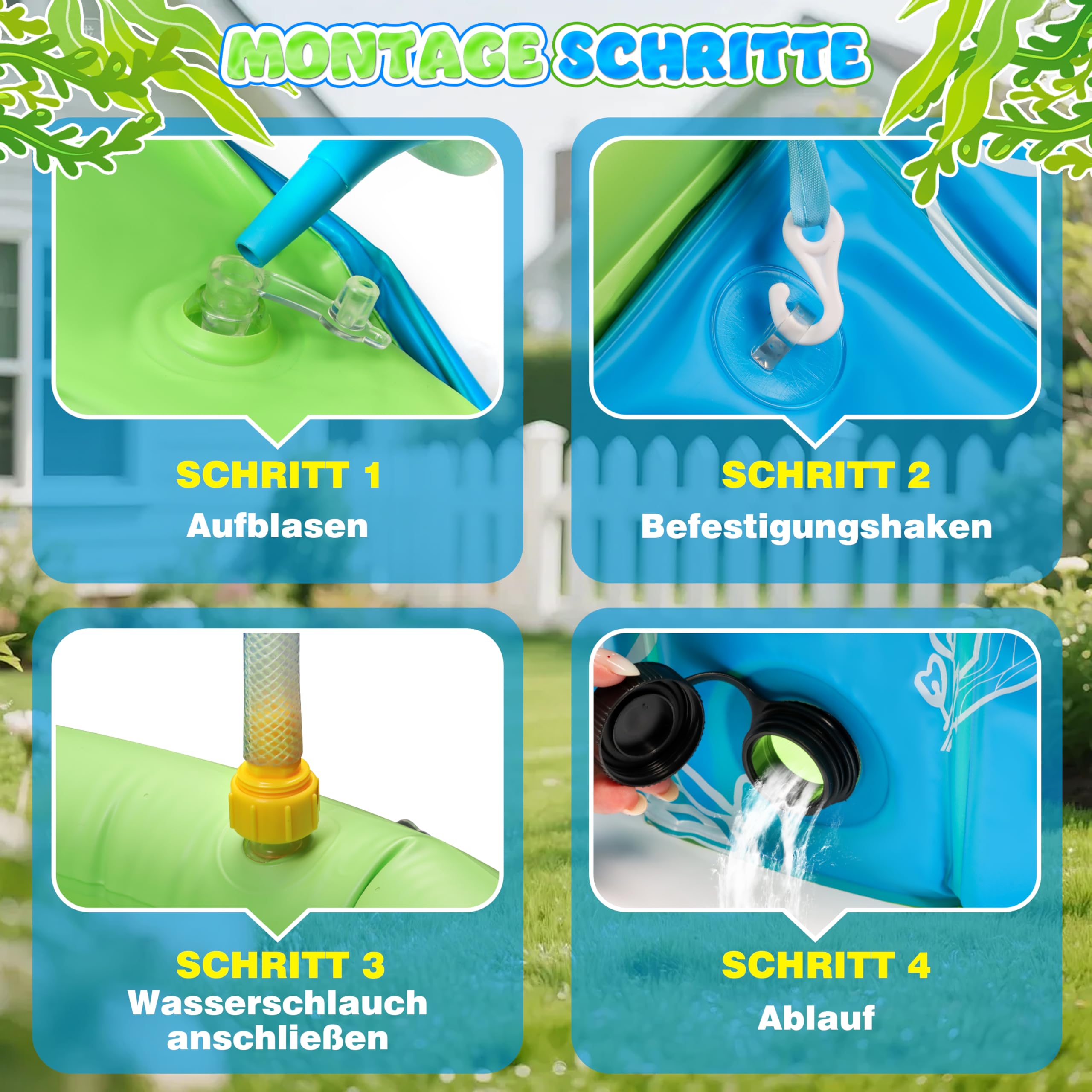 4-in-1 Pop Up Baby Planschbecken, Strandmuschel Baby mit Wasserstrahlen, Babypool Bällepool mit UV Schutz SPF 50+, Tragbare Spielzelt Bällebad Sonnenschutz für Garten Strand Picknick(100*30)