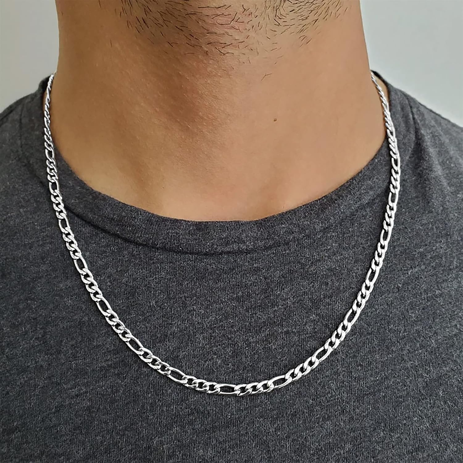 OCHCOH 925 Sterling Silver Clasp 2.5/3/4/5mm Figaro Chain for Men Women Diamond Cut Silver Chain Necklace for Men Women 16, 18, 20, 22, 24, 26, 28, 30 Inches