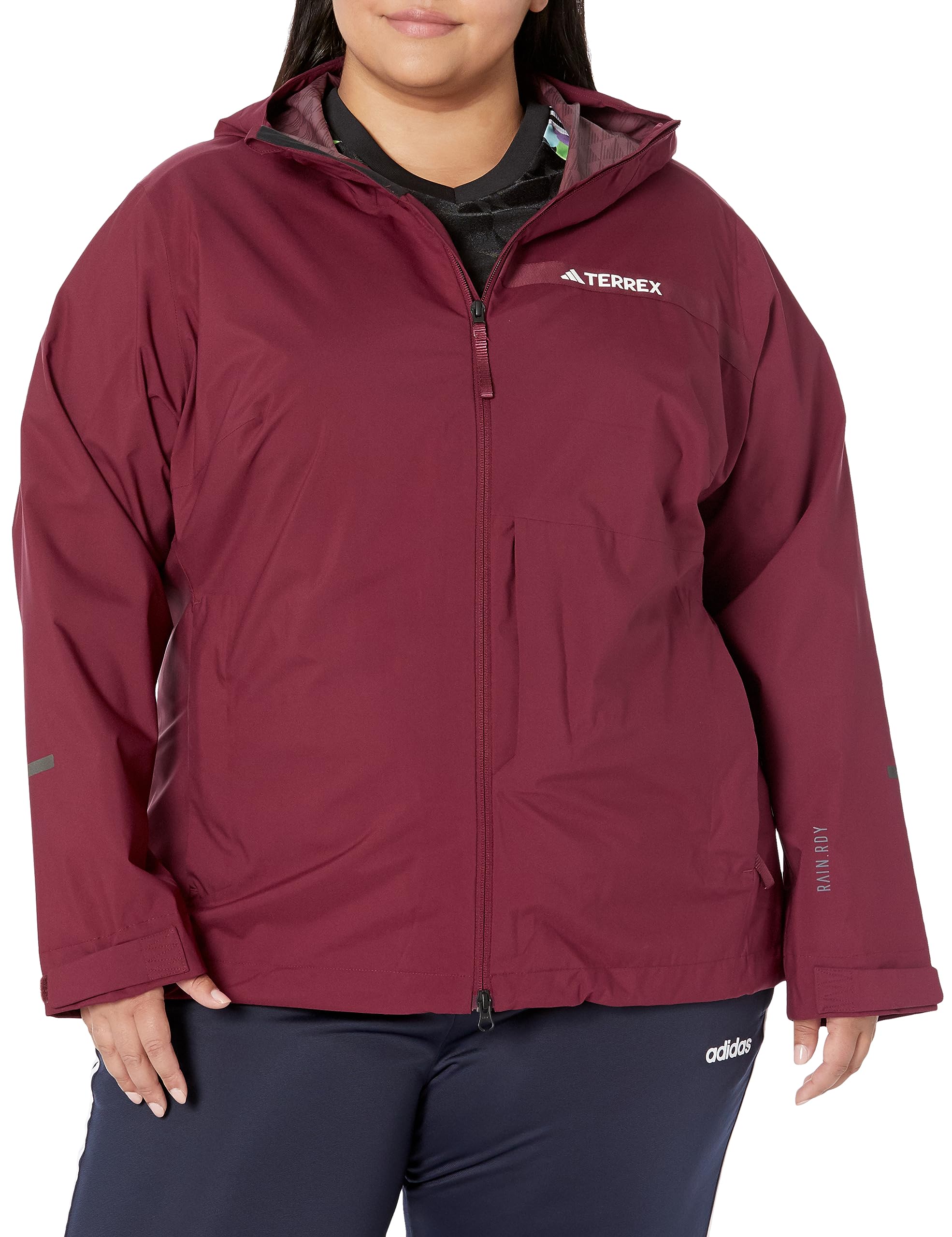 adidas Women's Terrex Multi Rain.rdy 2.5-Layer Rain Jacket, Shadow Red, 3X