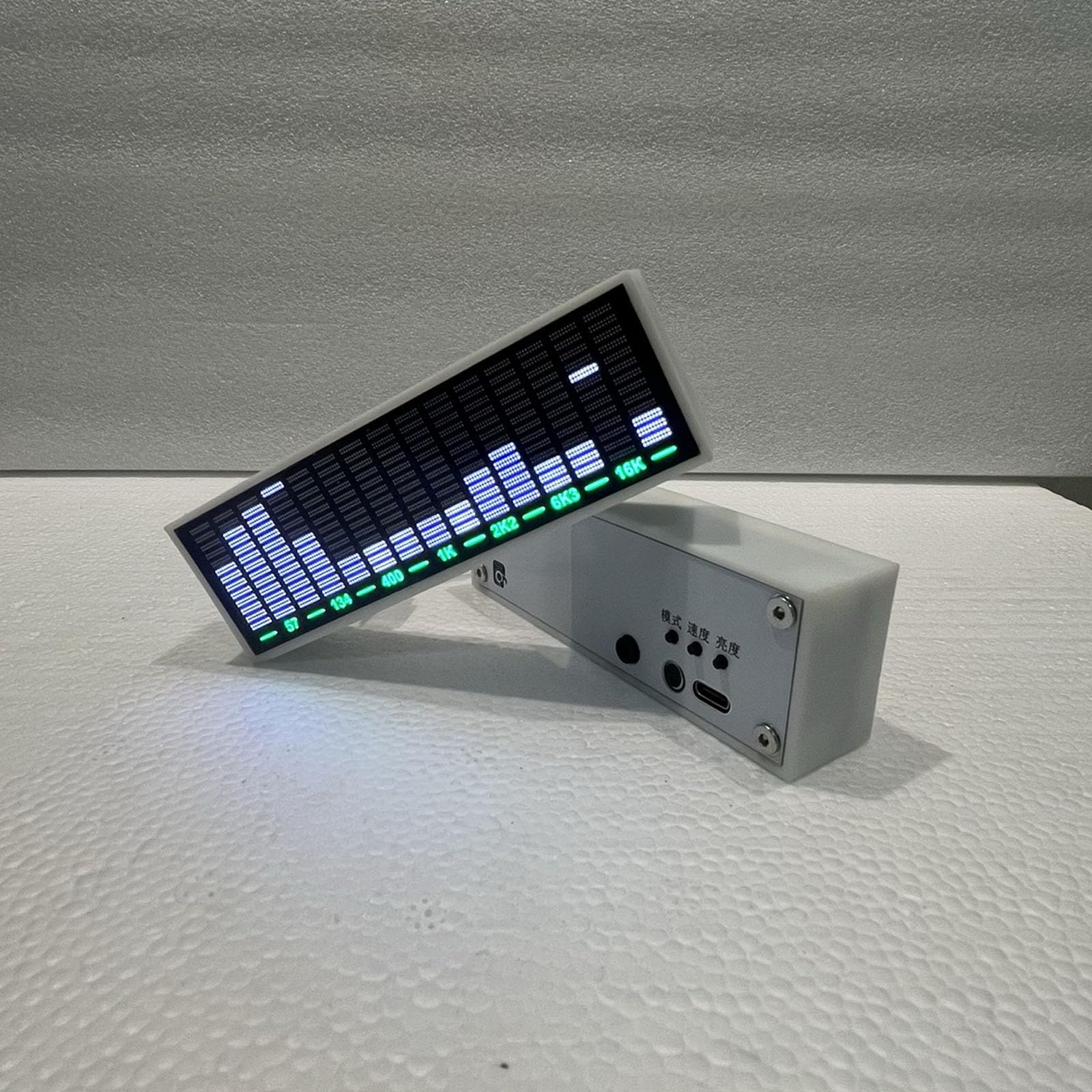Medidor de pantalla LED con control de voz, espectro musical, luz de sonido, para escritorio, dormitorio, análisis de ritmo, portátil, pantalla LED de frecuencia