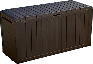 Keter Marvel Plus 71 Gallon Resin Deck Box - Weatherproof Outdoor Storage for Patio Cushions, Garden Tools, Pool Floats & Cushions, Brown