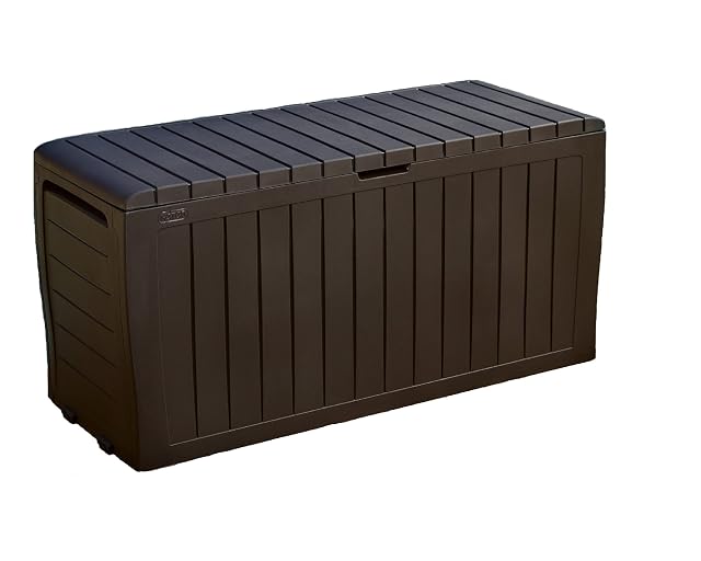 Keter Marvel Plus 71 Gallon Resin Outdoor Storage Box for Patio Balcony Garden Weather Resistant Deck Box for