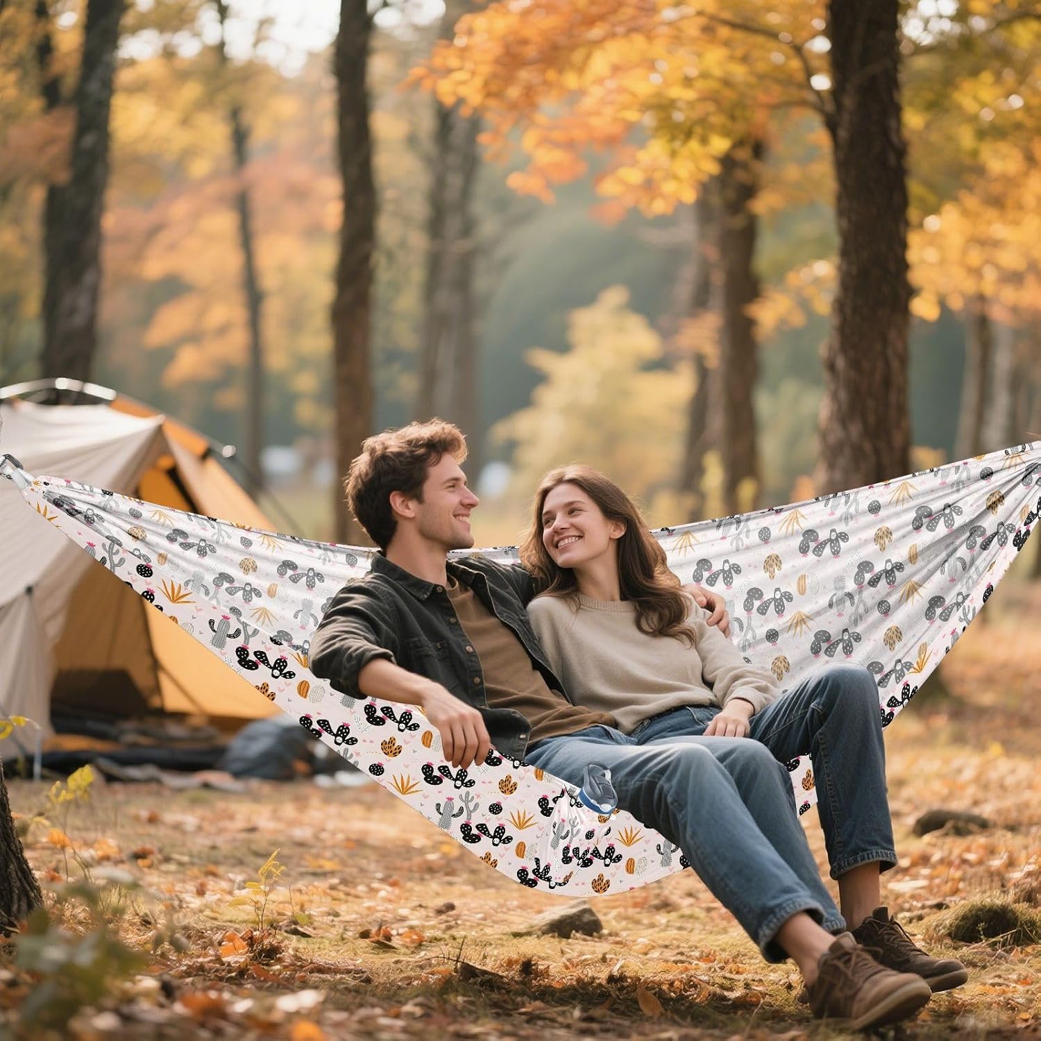ALAZA Cactus Cacti Camping Hammocks Single or 2 Person 500 lbs Portable Parachute Travel Hammock w/Tree Straps for Hiking Backpacking Indoor Outdoor