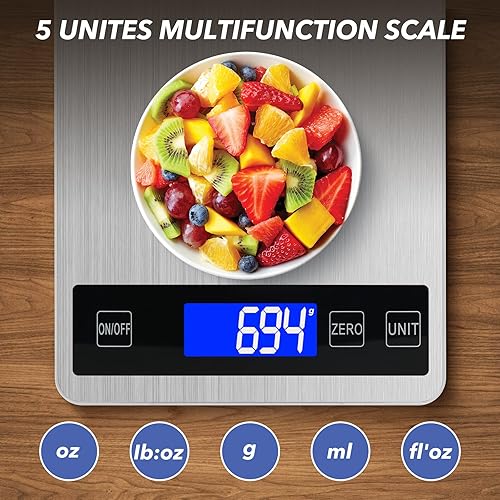 Miniatura 2 de Báscula digital de cocina de alimentos de 33 libras, graduación precisa de 0.05 onzas, báscula de cocina con carga USB, acero inoxidable impermeable