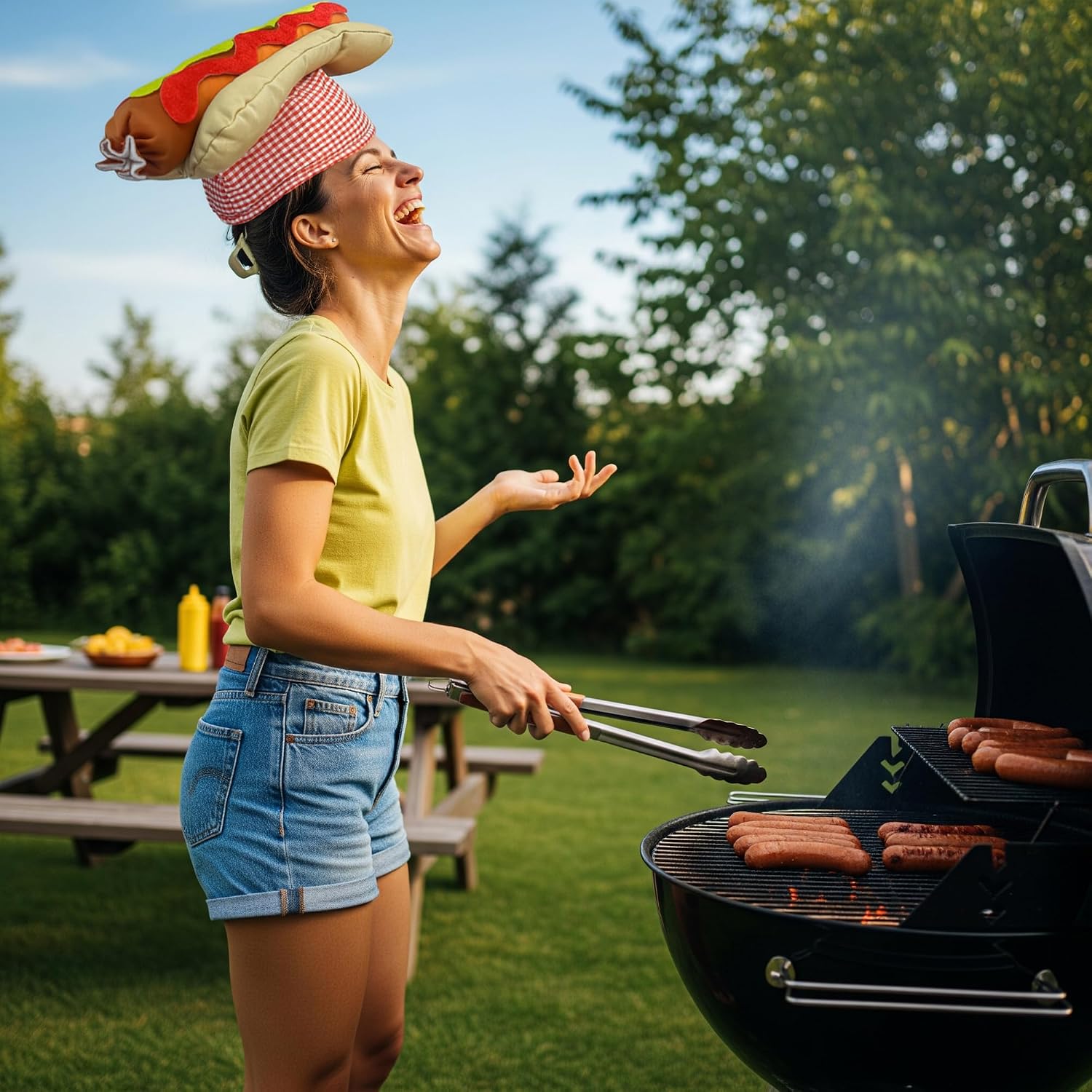 Hot Dog Hat | Hot Dog Costume Hat | Hotdog Hats | Sausage Hats | Hotdogs Buns Costume | Novelty Food Headwear | Hotdog Costume Accessories | Condiments Grilling Accessory | Elastic Fit |19"