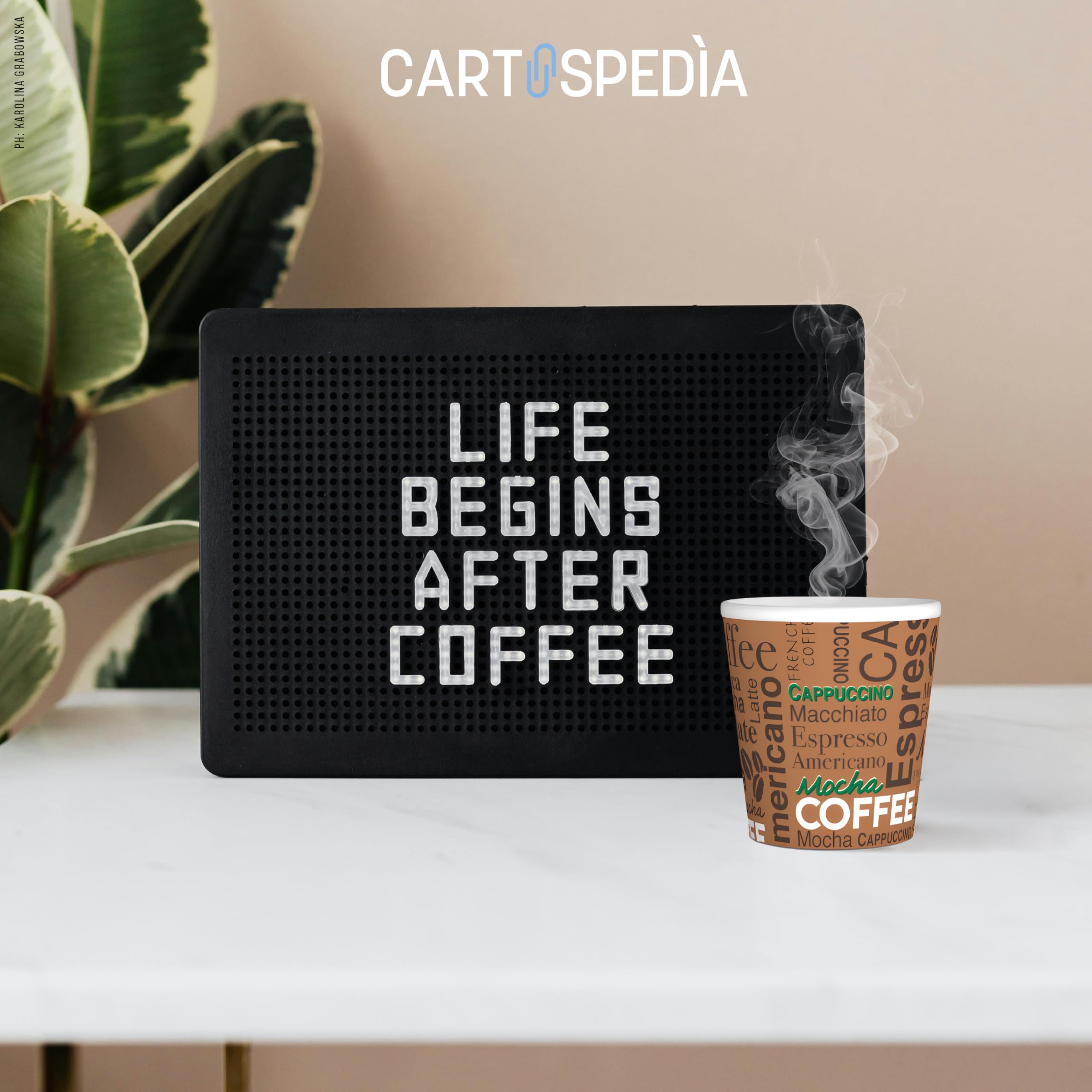 CARTOSPEDÌA – 200 Bicchierini Caffè Carta, 75 ml, Bicchieri Caffe Monouso Biodegradabili per Espresso, Accessori Caffe indispensabili, Espresso Cup Made in Italy 100%, Brown