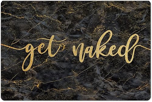 KXO Tapete de baño de mármol negro y dorado, divertido tapete dorado para baño, tapete geométrico abstracto, antideslizante, espuma viscoelástica,