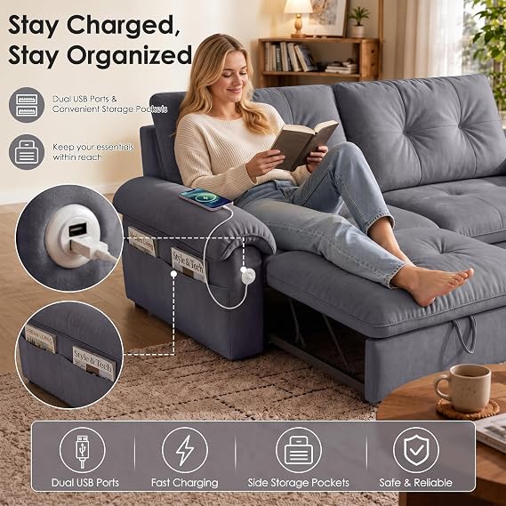 Queen Sleeper Sofa Bed, 77 Pull Out Couch