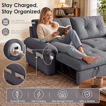 Queen Sleeper Sofa Bed, 77 Pull Out Couch