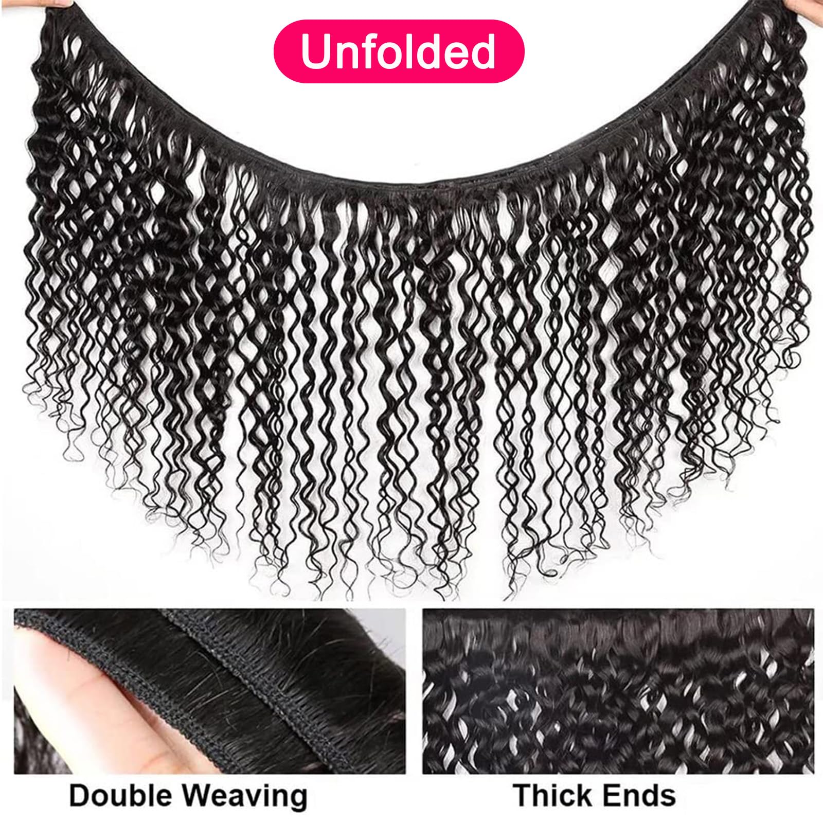Paquetes de Onda Rizada Cabello Humano 18 20 22 Pulgadas Brazileño 3 Paquetes 240 g Color Natural