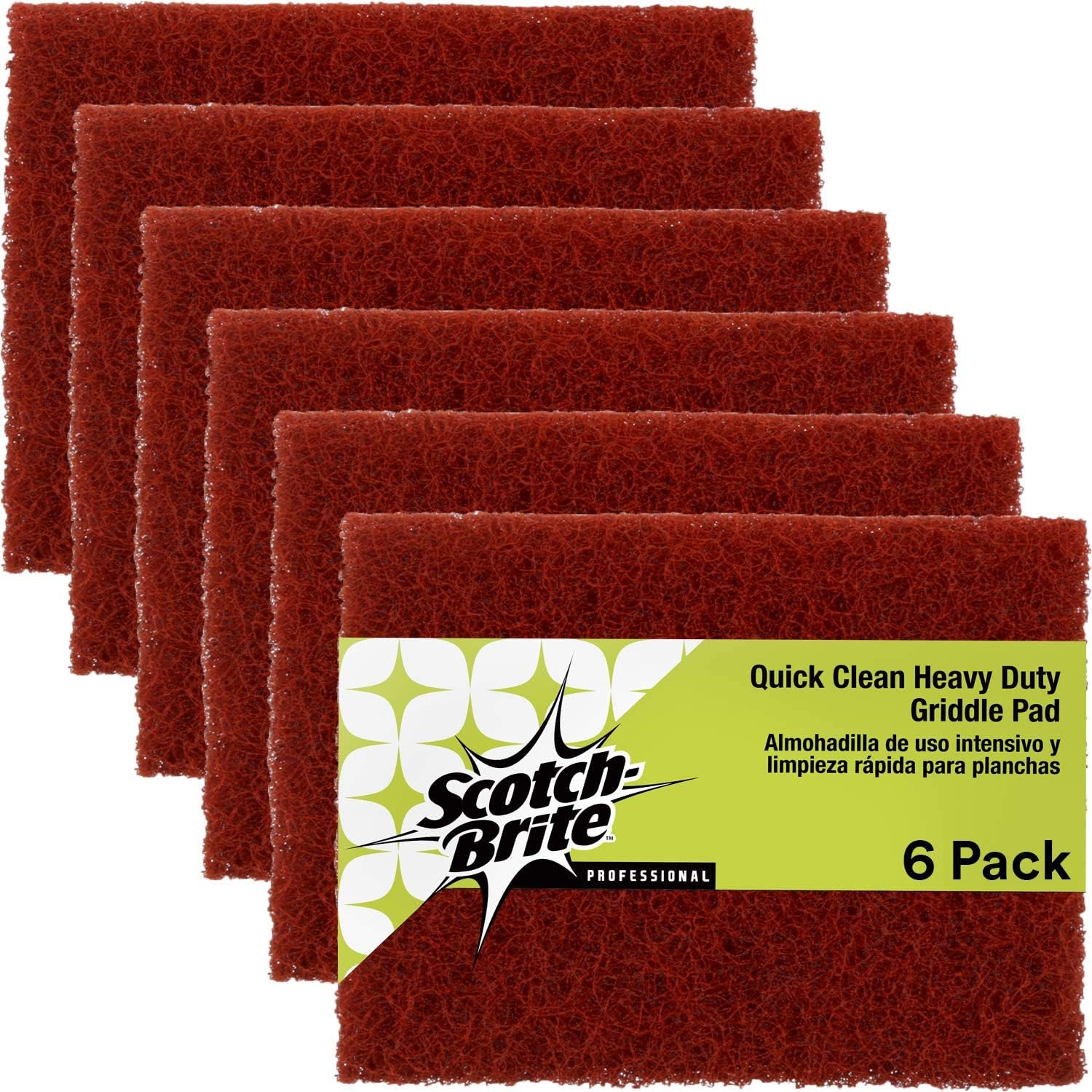 Scotch-Brite Griddle Cleaning Supplies: quick clean heavy duty griddle pad, 4 in. x 5.25 in. / 6-pack