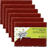 Scotch-Brite Griddle Cleaning, Quick Clean Heavy Duty Scour Pad, 4 in x 5.25 in, 6 Pads/Pack, For Baked On Food and Cooking Oils, Use on Hot or Cool Griddle