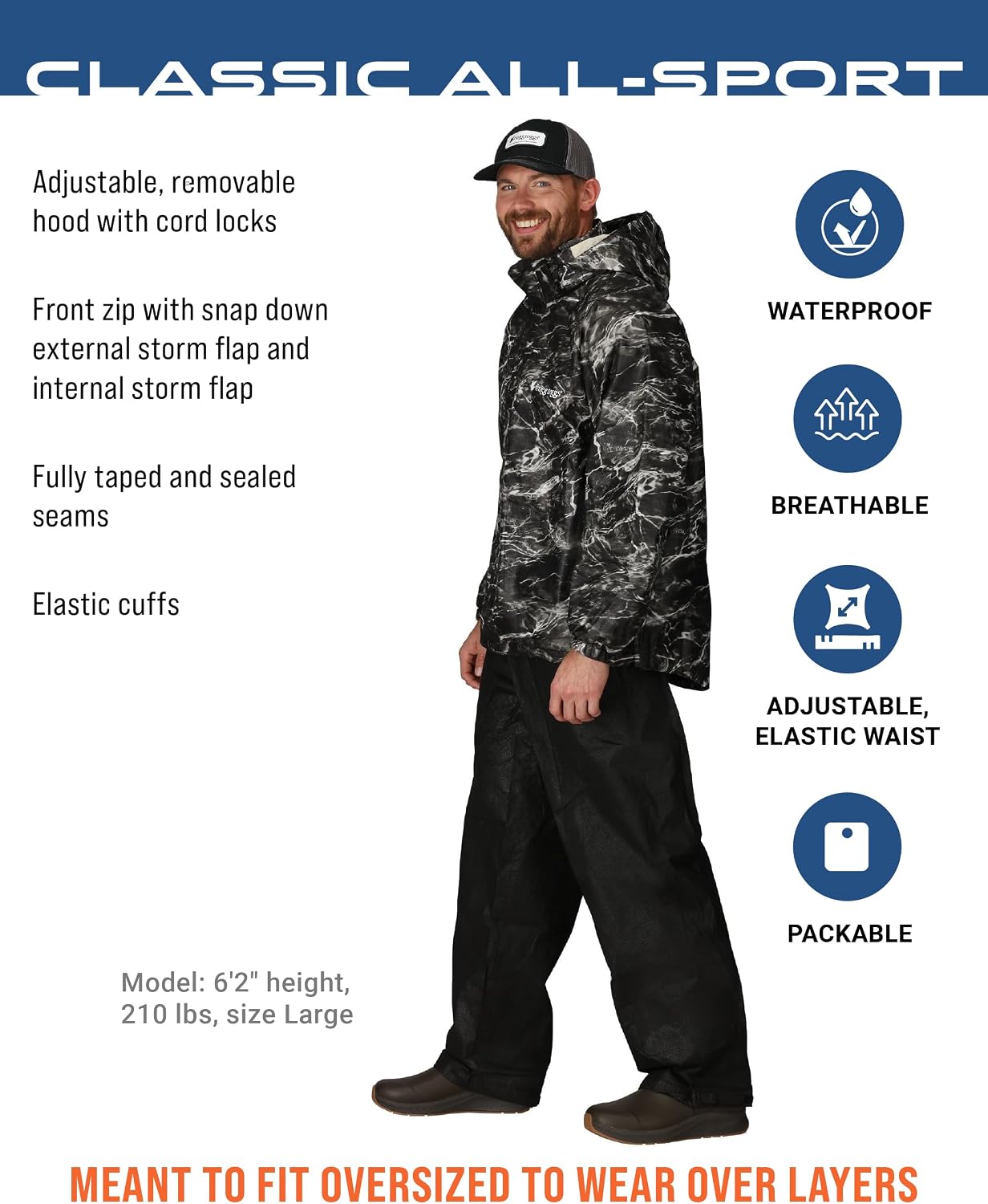 FROGG TOGGS Men's Classic All-Sport 3-Layer Waterproof Breathable Rain Suit image 2