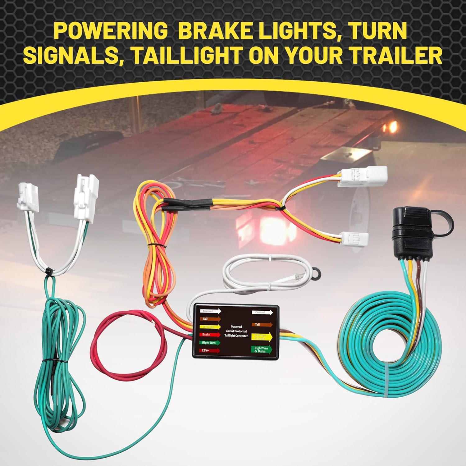 Oyviny Vehicle-Side Custom 4 Pin Trailer Wiring Harness 56434 for 2019-2025 Toyota RAV4 & 2021-2024 Toyota RAV4 Prime & 2023-2025 Mitsubishi Outlander PHEV, Flat 4 Pin Tow Harness for RAV4