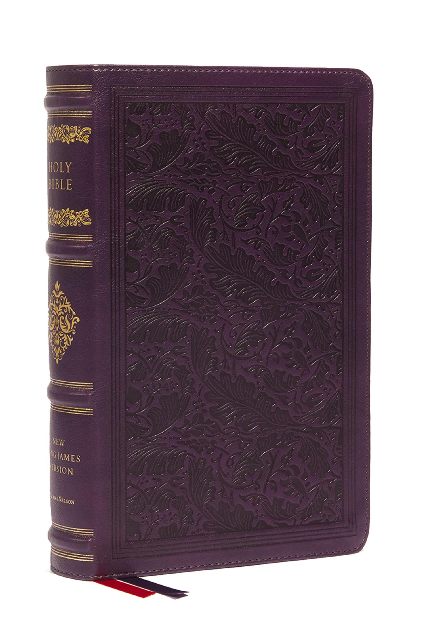 NKJV Large Print Reference Bible, Purple Leathersoft, Red Letter, Comfort...