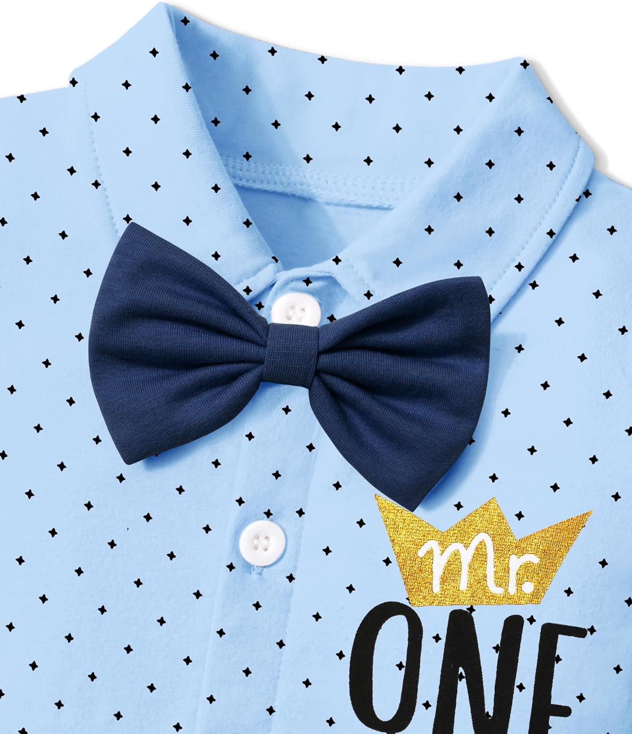 DONWEN Baby Boy First Birthday Outfit Mr Onederful Bowtie Romper + Suspender Shorts+ Party Hat Cake Smash Outfits - Image 4