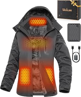 Wulcea Graphene Heated Jacket for Women Fur Lined with Large Capacity Battery Pack