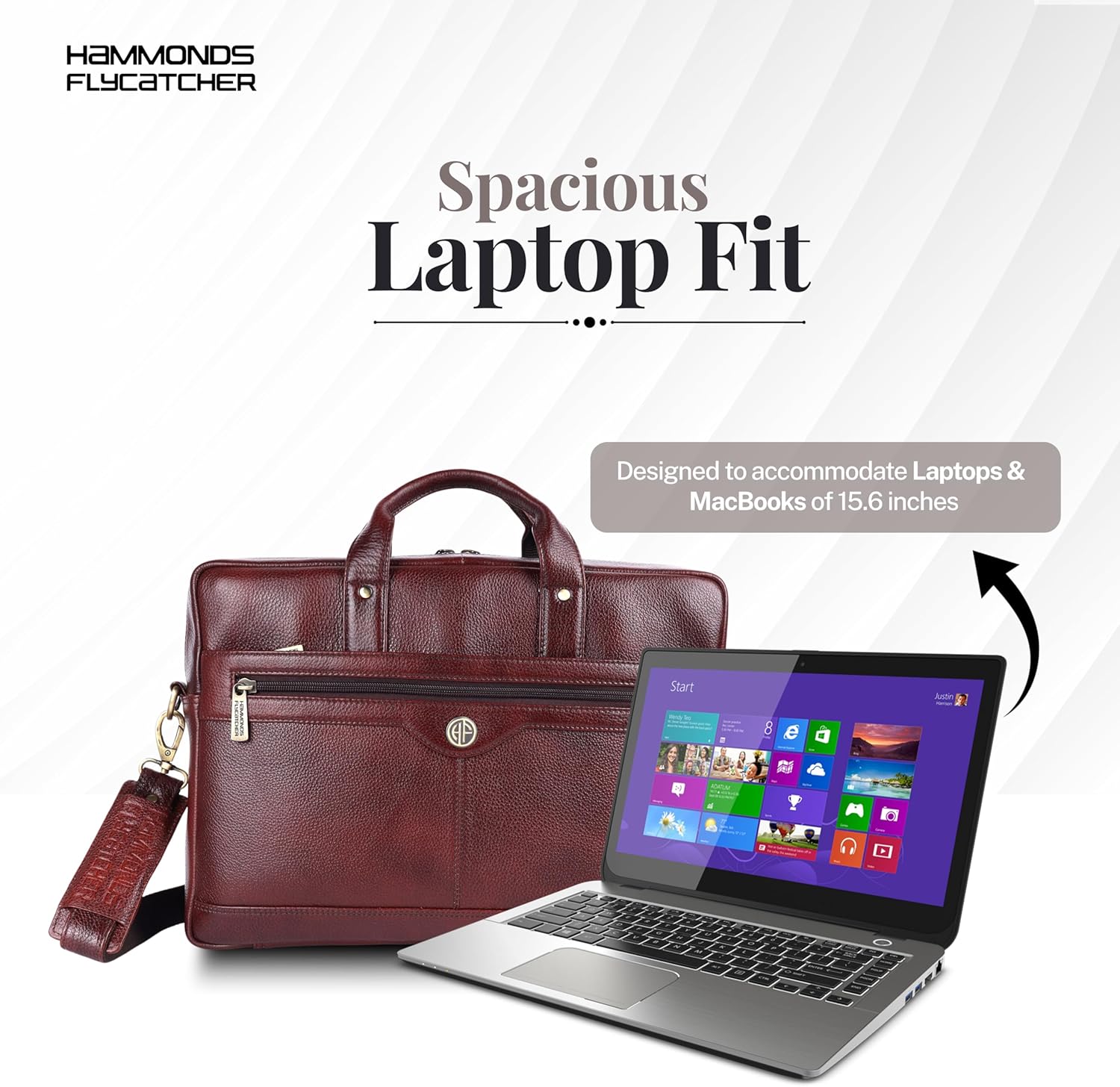 HAMMONDS FLYCATCHER Genuine Leather Laptop Bag for Men, Padded 15.6" Laptop Sleeve, Leather Messenger Bag for Men Briefcases - Image 8