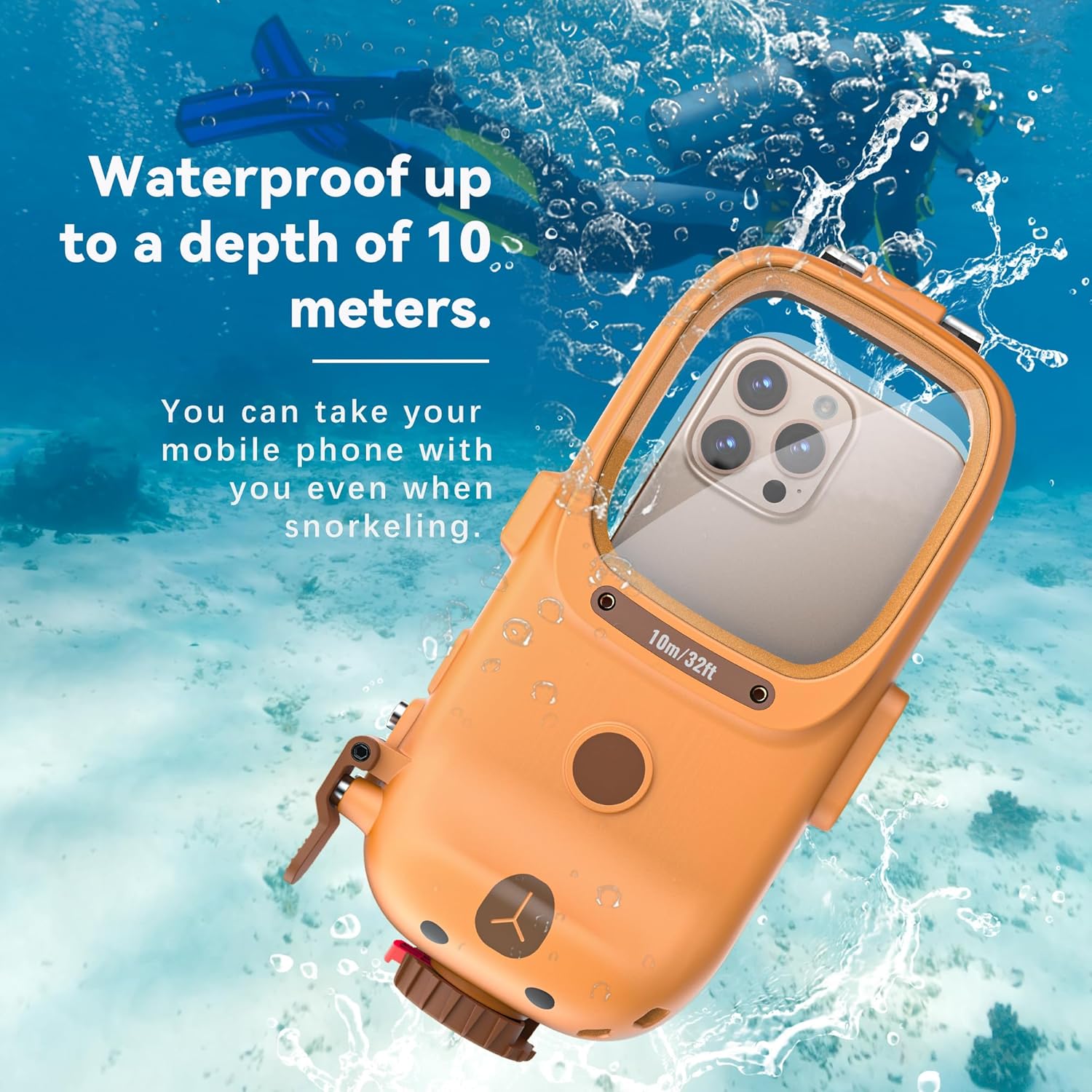 GOLDJU Diving Waterproof Phone Case, [49ft/15m] Cartoon Outdoor Snorkeling Underwater Diving Case Surfing Photo Video Cover,for iPhone Samsung Galaxy Google Pixel Huawei Series Smartphones