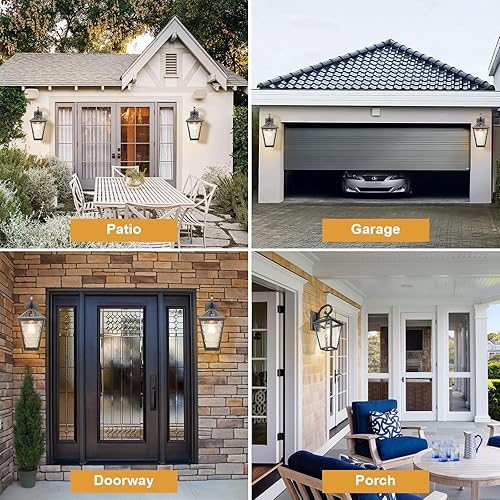 Miniatura 21 de Lámparas de pared para exteriores, faroles de pared exterior impermeables con vidrio, apliques de pared exterior, luces de porche delantero