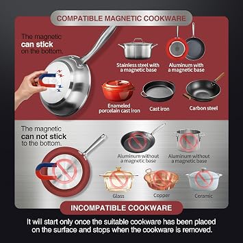 ChangBERT Induction Cooktop, Commercial Grade Portable Cooker, Large 8 Heating Coil, Premium Stainless Steel Countertop Burner with NSF Certified, 10 Hours Timer Powerful 1800W Professional Hot Plate