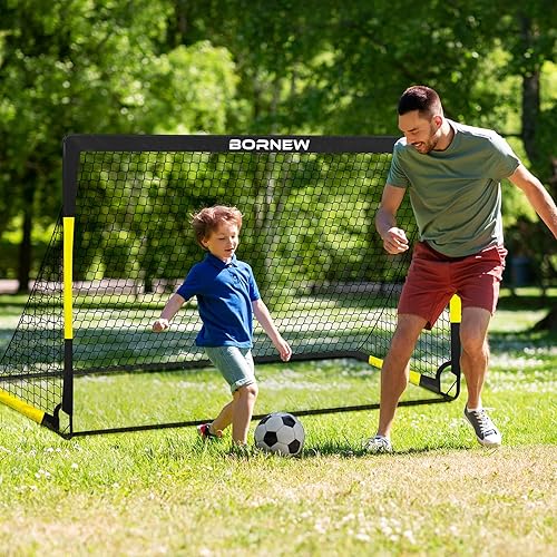 Miniatura 5 de Juego de 2 redes de fútbol para niños pequeños de 7 x 5  6 x 4 pies, equipo de entrenamiento, pelota de fútbol, juego de fútbol portátil desplegable