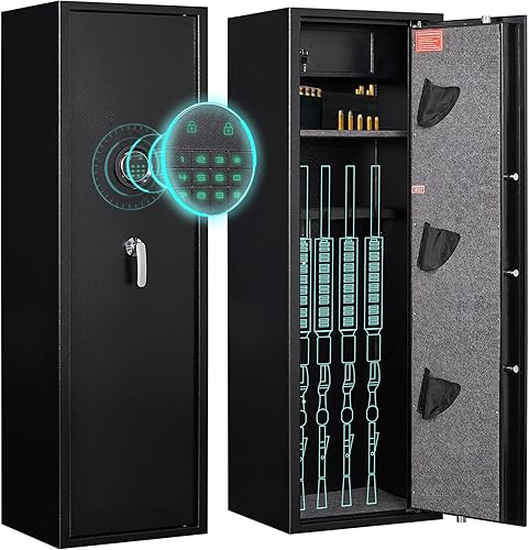 Caja fuerte para armas de 3 a 5, armarios de armas para rifles y pistolas con estante extraíble, armario grande de acceso rápido para armas con caja