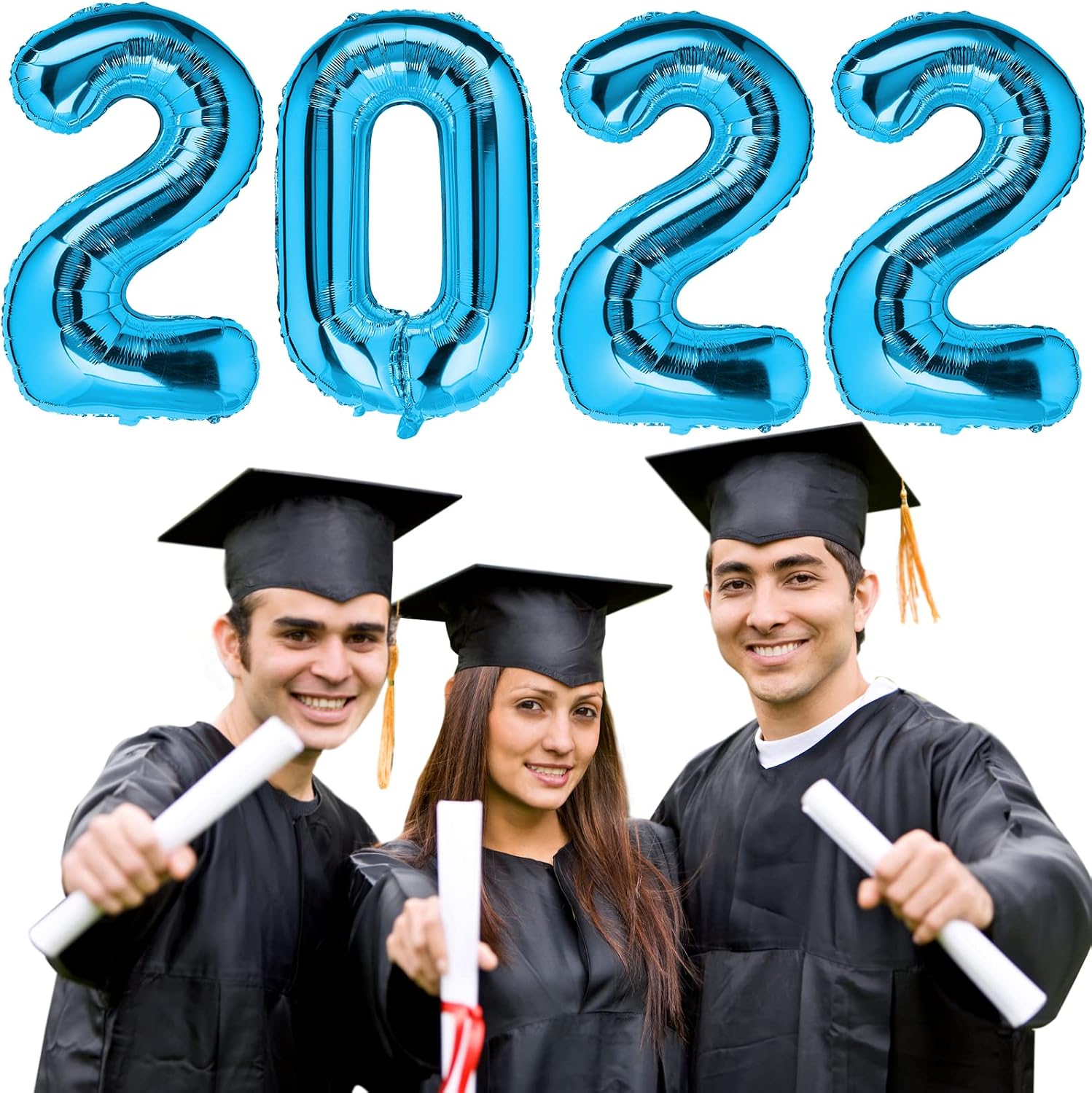 Blue 2022 Balloons 40 inch Large Mylar Foil Number Balloons for 2022 New Year Eve Graduation Party Decorations