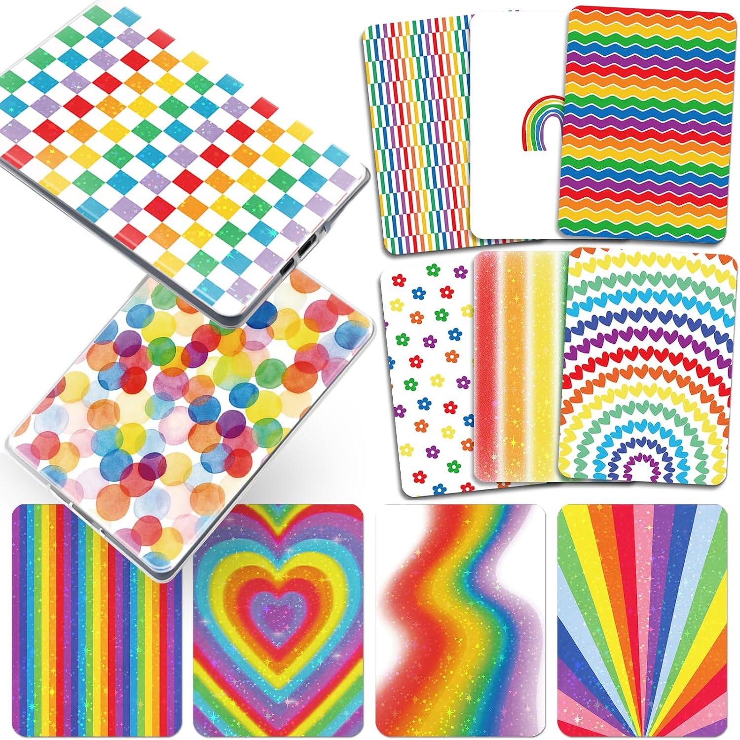 Insert Cardstock for Clear Case – 12 PCs Rainbow Heart Back Skin Decal Compatibl… Insert Cardstock for Clear Case – 12 PCs Rainbow Heart Back Skin Decal Compatibl…