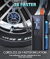 Vista 3 de Compresor de aire portátil para inflado de neumáticos, bomba de aire de inflado 2 veces más rápida con manómetro de neumáticos y luz LED, compresor