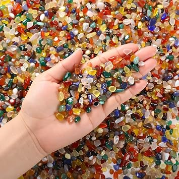 2.2 Lb/1000g Decorative Crystal Natural Agate Stone Pebbles Tumbled Gemstones Sea Glass Rock for Fish Tank Gravel, Vase Filler, DIY CraftsBright Color