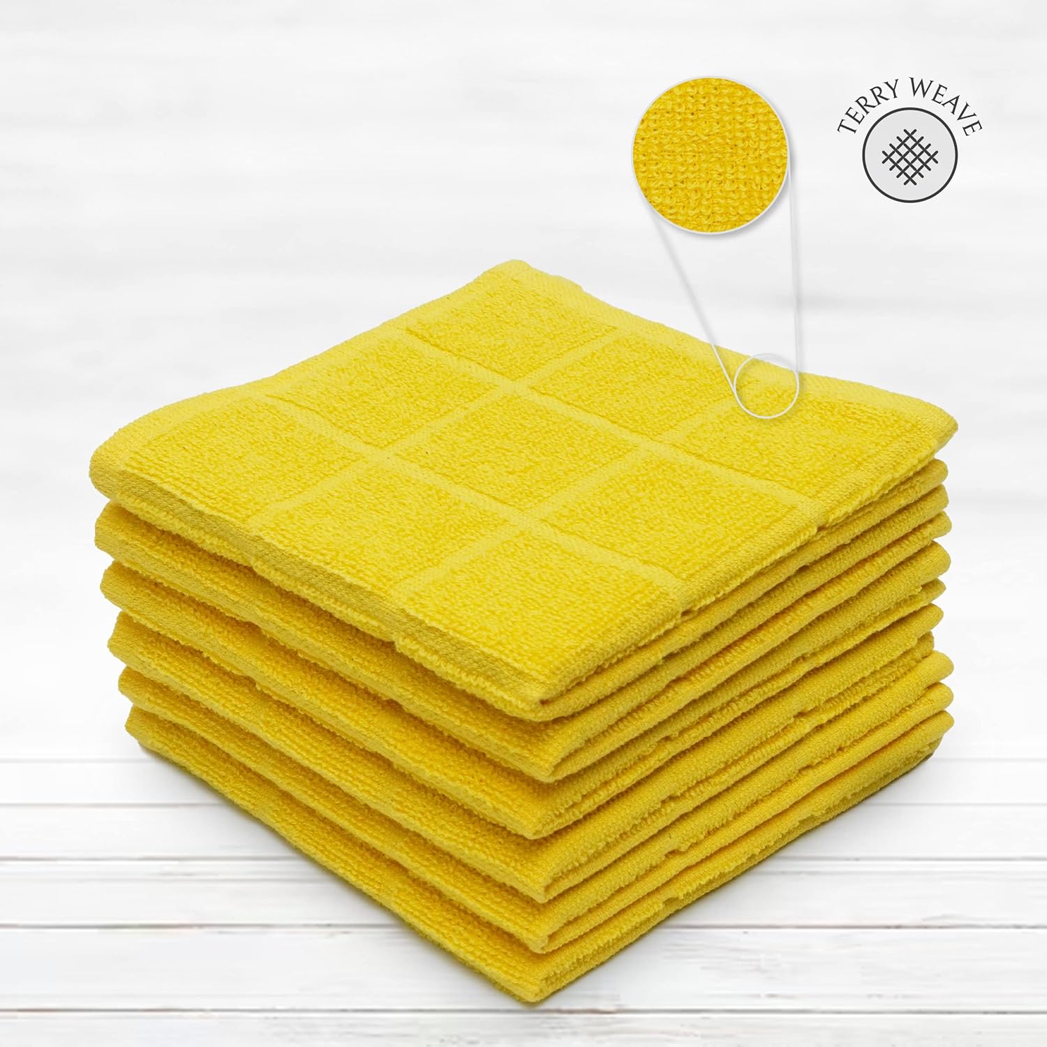 100% Cotton Terry Dish Cloth & Dish Towel, 6 Pack, Super Soft and Absorbent Kitchen Towels, Perfect for Kitchen Cleaning and Dish Washing (Yellow 6 Pack) - Image 3