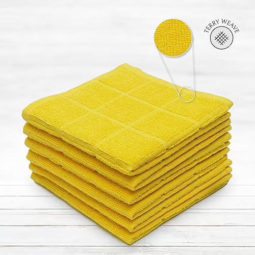Miniatura 3 de Mellow Buff Paño de toalla de 100 % algodón, 6 unidades de 12 x 12 pulgadas, trapos súper suaves y absorbentes, perfectos para limpieza de cocina y