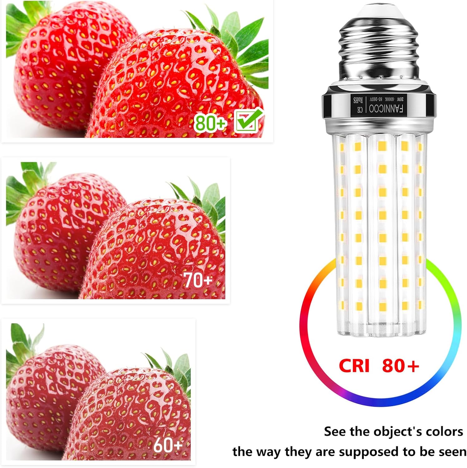 FanNicoo LED Corn Light Bulb 150W Equivalent 2500 Lumen 4000K Neutral White 20W E26/E27 Base Non-dimmable Ceiling Fan Corn Lighting for Home Garage Warehouse Indoor LED Corn Bulbs Pack of 4