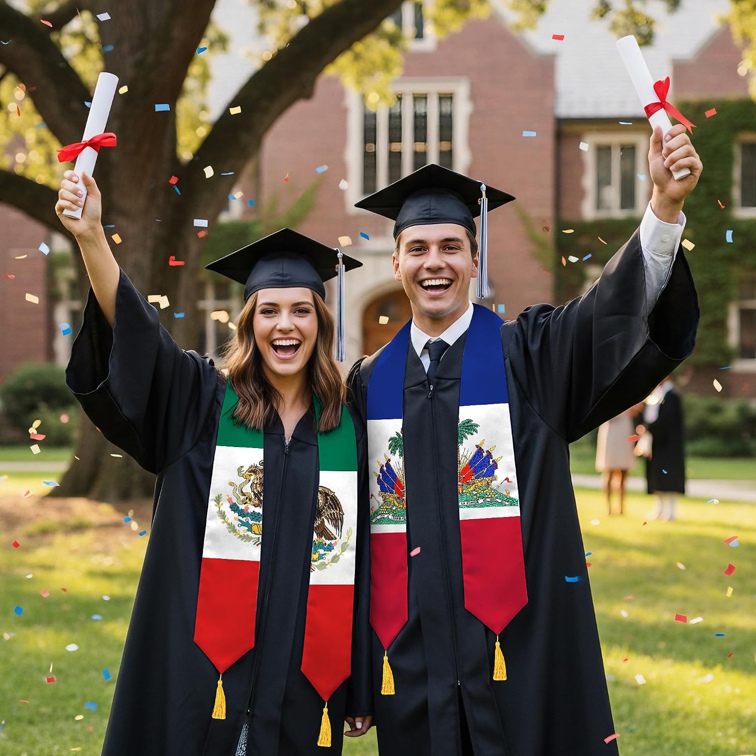 Graduation Stole, Embroidered Graduation Sash for College & High School Students, 72 Inch