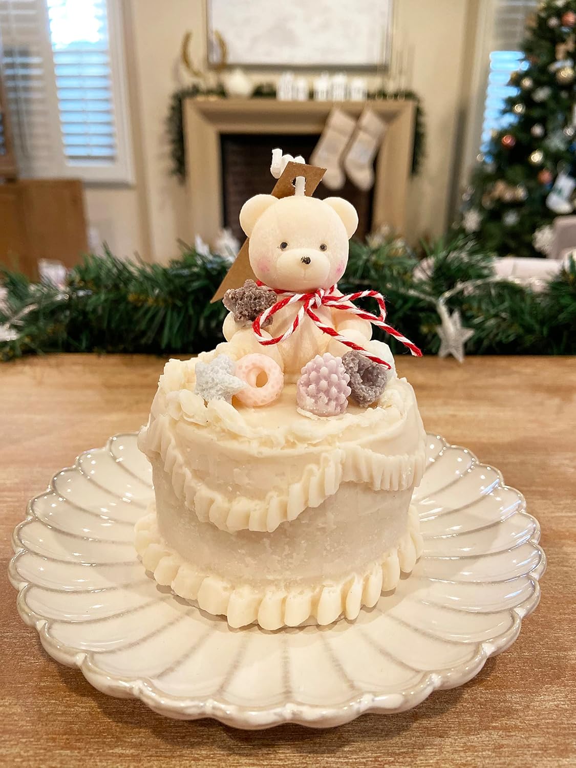 Cake Candle|Personalized Gifts|Friend Gifts|Candles|Home Decor|self Gift|Birthday Gift|Gift for her|Cute Candles|Dessert Candles|Pillar (Beige)