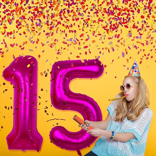 Miniatura 2 de Globos digitales gigantes de 40 pulgadas, 20 pulgadas, color rosa intenso, número 20, globos gigantes de cumpleaños de papel de aluminio, globos de