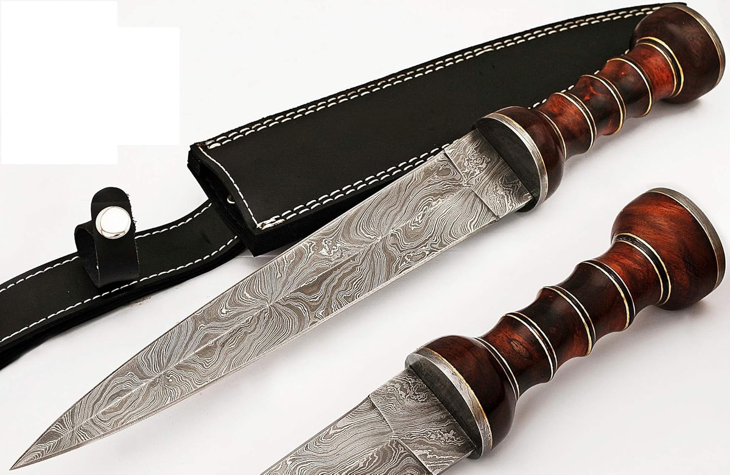 2607 Custom Handmade Damascus Steel Roman Gladius Sword Dagger Knife Short Sword Red Wood Handle (Replica)
