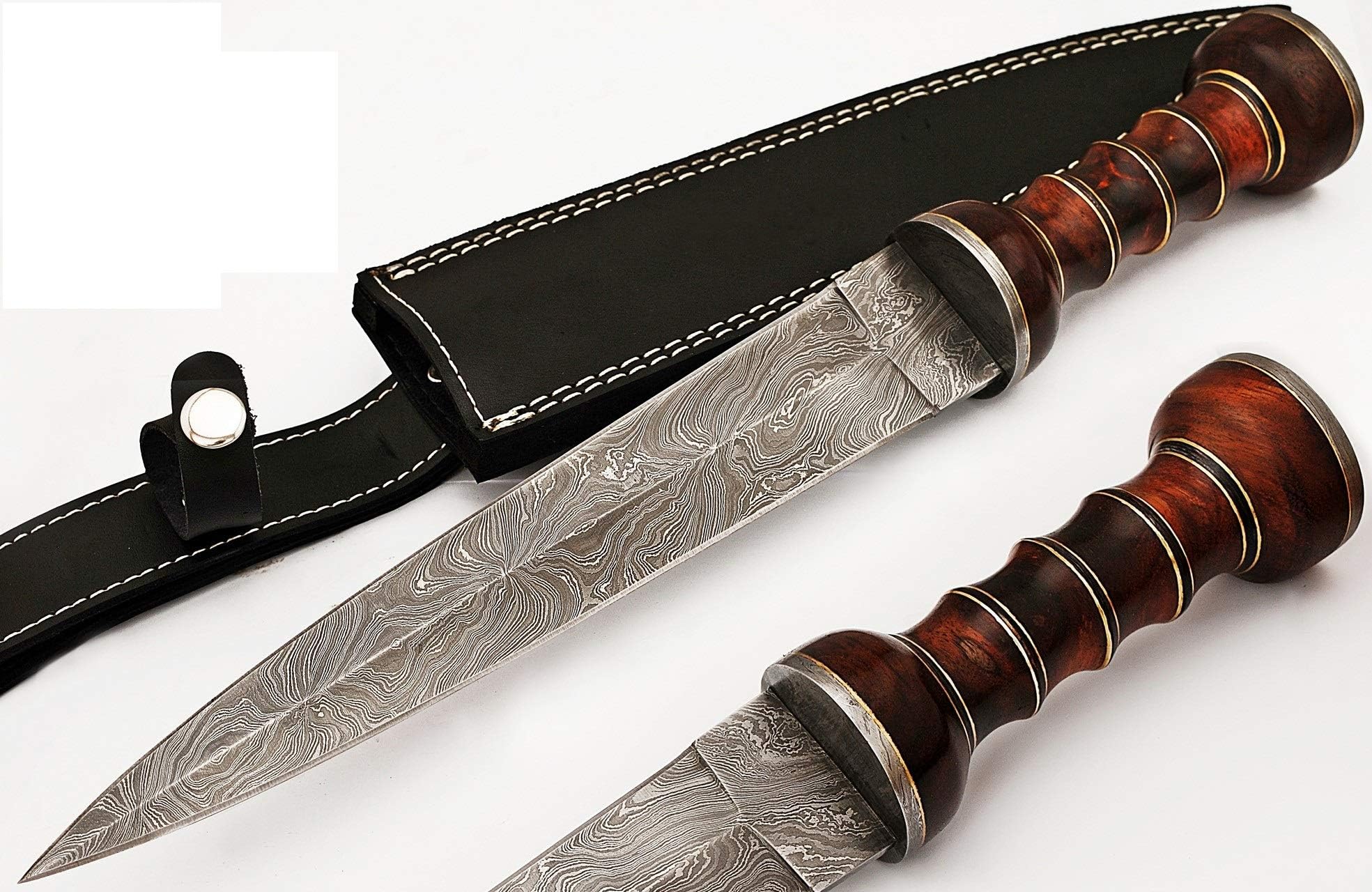 2607 Custom Handmade Damascus Steel Roman Gladius Sword Dagger Knife Short Sword Red Wood Handle (Replica)
