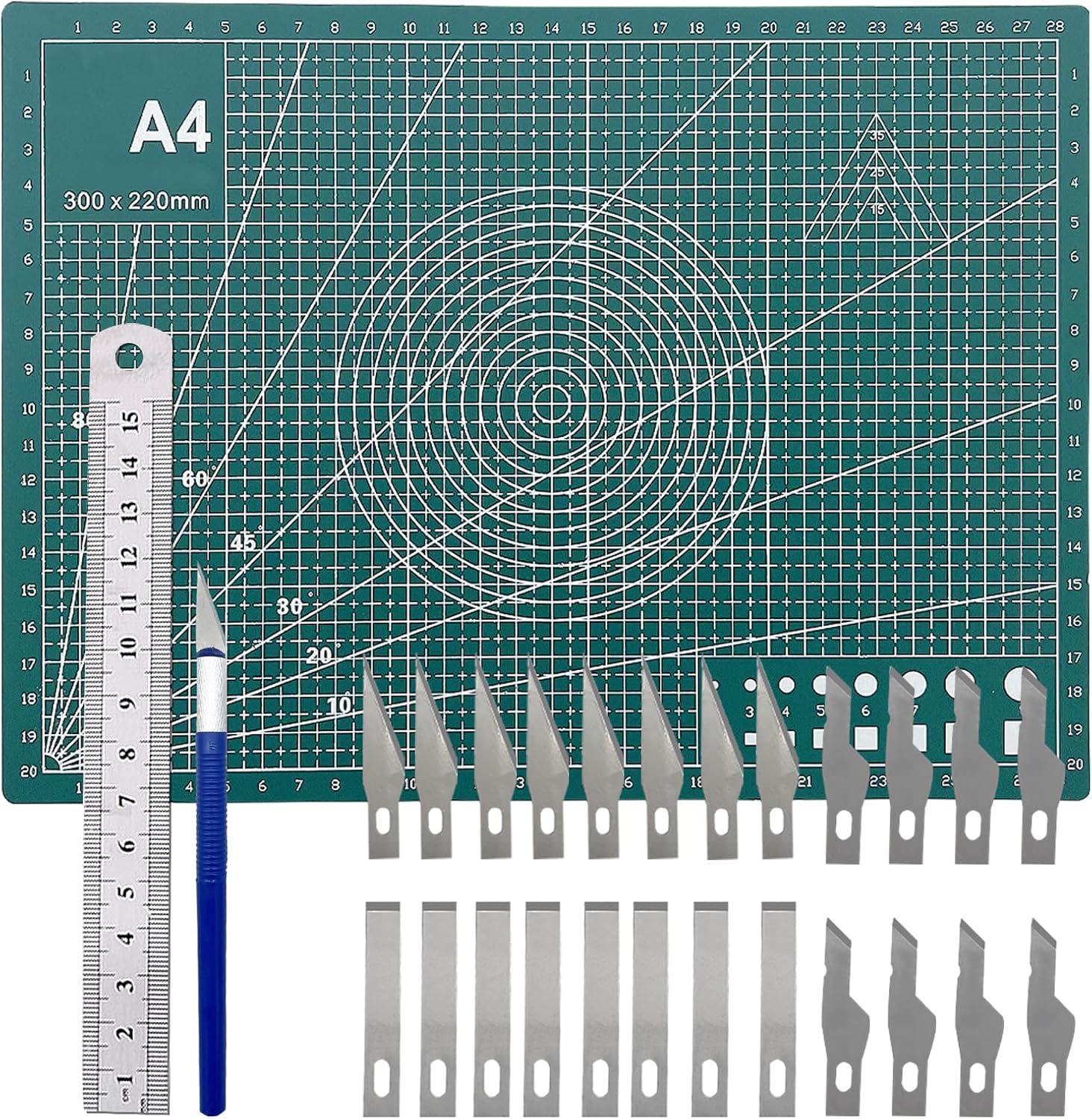 Craft Cutting Stencil Knife Set and A4 Double Sided Cutting Mat Set,Art Blade Cutting Exacto