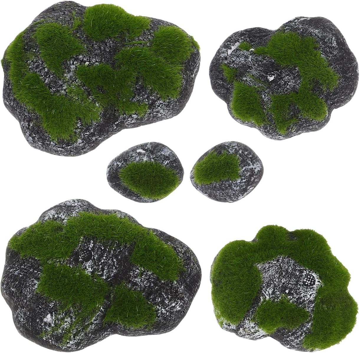 Realistic Artificial Moss Stones with Moisture-Resistant Faux Covered Stone Decor for Indoor Outdoor Landscaping Bonsai Floral Arrangements and DIY Crafting Natural-Looking Moss