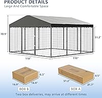 Vista 6 de Perrera grande para perros de 10 x 10 x 6 pies, jaula resistente con doble cerradura, perrera para perros al aire libre con cubierta impermeable